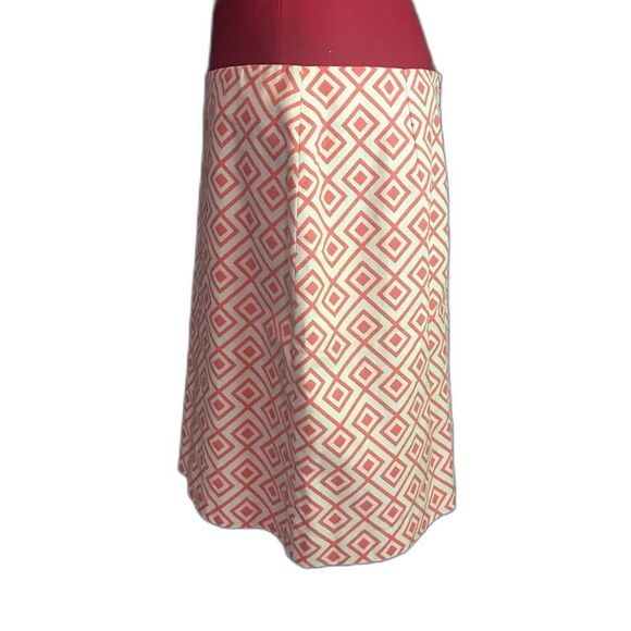 Ann Taylor Pencil Skirt Women's Size 12 Peach & Cream Geometric Pattern NWT - Picture 2 of 6